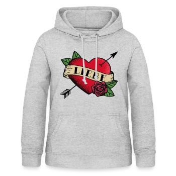 Coeur Tatouage Liebe - Sweat à capuche Femme - gris clair chiné - Devant - AI Model Female 172 light (172cm)