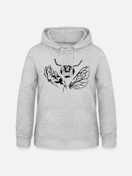 Biene - Frauen Hoodie - Hellgrau meliert