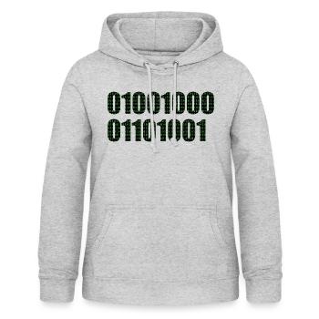 Binary code "Hi" - Women's Hoodie - light heather grey - Front - AI Model Female 172 light (172cm)