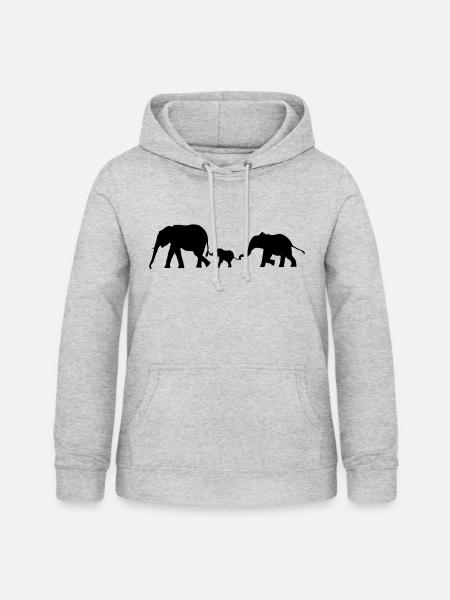 Elefanten, Elefant - Frauen Hoodie - Hellgrau meliert