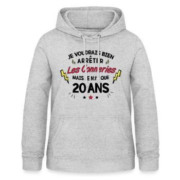 Je n'ai que 20 ans - Sweat à capuche Femme - gris clair chiné - Devant - AI Model Female 172 light (172cm)