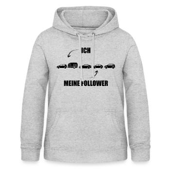 Ich und meine Follower - Wohnwagen - Gespann - Frauen Hoodie - Hellgrau meliert - Vorne - AI Model Female 172 light (172cm)