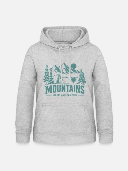 Mountains Hiking Camping - Frauen Hoodie - Hellgrau meliert