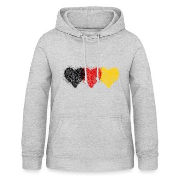 3er Herz Deutschland Flagge Vintage - Frauen Hoodie - Hellgrau meliert - Vorne - AI Model Female 172 light (172cm)
