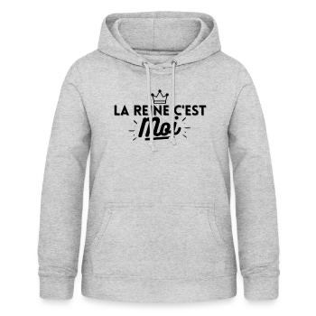 la reine c'est moi. t-shirt reine - Sweat à capuche Femme - gris clair chiné - Devant - AI Model Female 172 light (172cm)