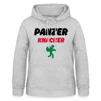 PANZERKNACKER - BEUTE - Frauen Hoodie - Hellgrau meliert - Vorne - AI Model Female 172 light (172cm)