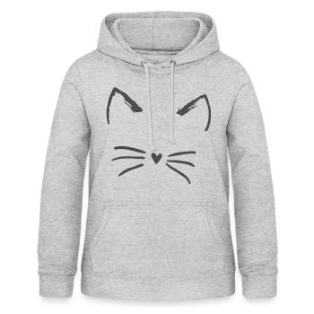 Cartoon Cat - Frauen Hoodie - Hellgrau meliert - Vorne - AI Model Female 172 light (172cm)