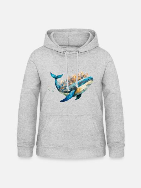 La ville de la baleine bleue - Sweat à capuche Femme - gris clair chiné