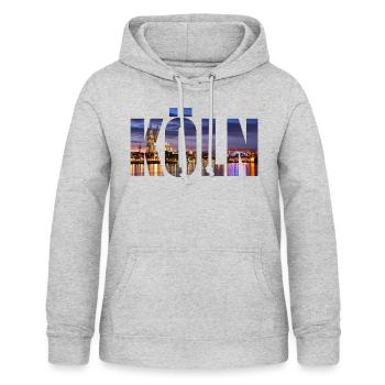 KÖLN SKYLINE - Frauen Hoodie - Hellgrau meliert - Vorne - AI Model Female 172 light (172cm)