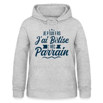 Je Peux Pas J'ai Bêtise Avec Parrain - Sweat à capuche Femme - gris clair chiné - Devant - AI Model Female 172 light (172cm)