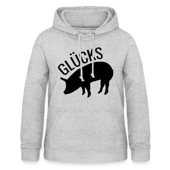 Glücksschwein Glück Sau Vektor Farbe wählbar - Frauen Hoodie - Hellgrau meliert - Vorne - AI Model Female 172 light (172cm)