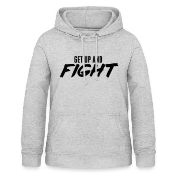AUFSTEHEN UND KÄMPFEN - Frauen Hoodie - Hellgrau meliert - Vorne - AI Model Female 172 light (172cm)