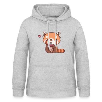 Cute Red Panda Loves Bubble Milk Tea - Women's Hoodie - light heather grey - Front - AI Model Female 172 light (172cm)