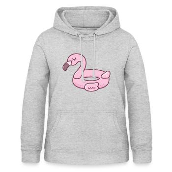 Niedlicher rosa Flamingo Pool Float - Frauen Hoodie - Hellgrau meliert - Vorne - AI Model Female 172 light (172cm)