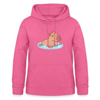 Süßes Capybara chillt in heißer Quelle - Frauen Hoodie - Pink - Vorne - AI Model Female 172 light (172cm)