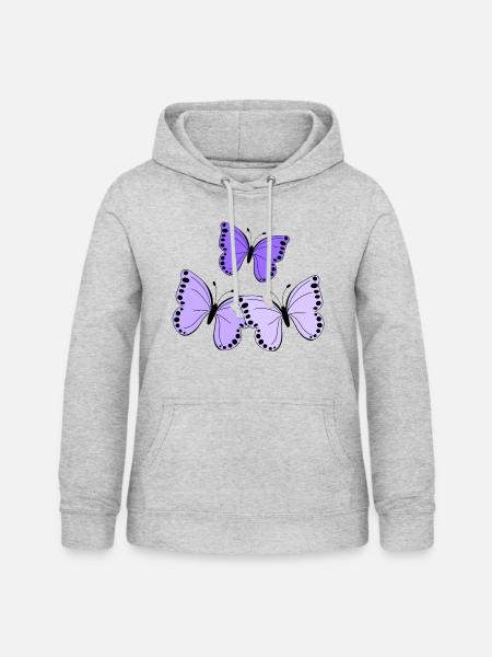 Schmetterlinge lila - Frauen Hoodie - Hellgrau meliert
