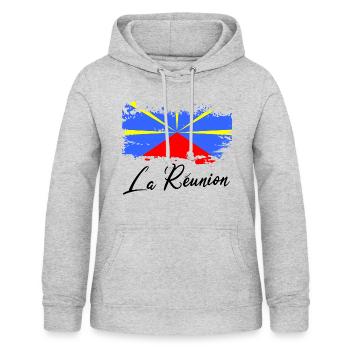 La Réunion Belle île Beau Drapeau Réunionnais - Sweat à capuche Femme - gris clair chiné - Devant - AI Model Female 172 light (172cm)