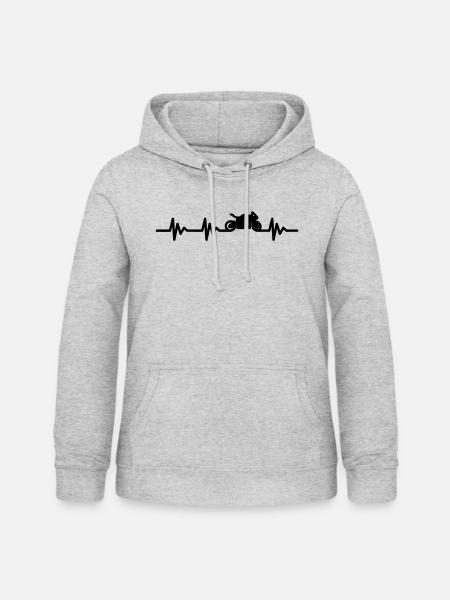 Herzschlag Motorrad - Frauen Hoodie - Hellgrau meliert