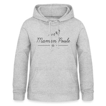 Maman poule - Sweat à capuche Femme - gris clair chiné - Devant - AI Model Female 172 light (172cm)
