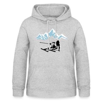 Skifahrer und Berge, skifahren - Frauen Hoodie - Hellgrau meliert - Vorne - AI Model Female 172 light (172cm)