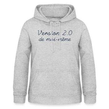 Version 2.0 de moi-meme Femme Courageuse - Sweat à capuche Femme - gris clair chiné - Devant - AI Model Female 172 light (172cm)