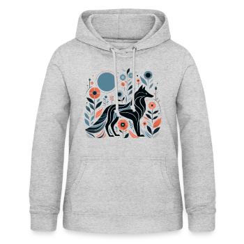 Loup floral - Sweat à capuche Femme - gris clair chiné - Devant - AI Model Female 172 light (172cm)
