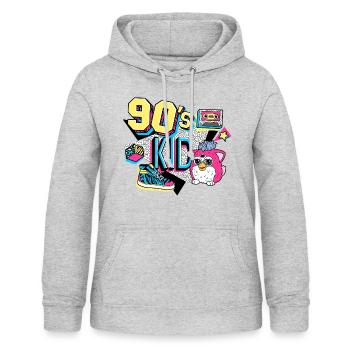 Furby 90's Kid Mit Furby Rosa - Frauen Hoodie - Hellgrau meliert - Vorne - AI Model Female 172 light (172cm)