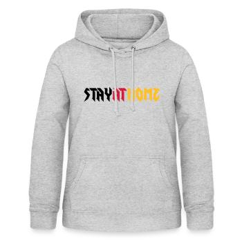 Stay at home! - Frauen Hoodie - Hellgrau meliert - Vorne - AI Model Female 172 light (172cm)
