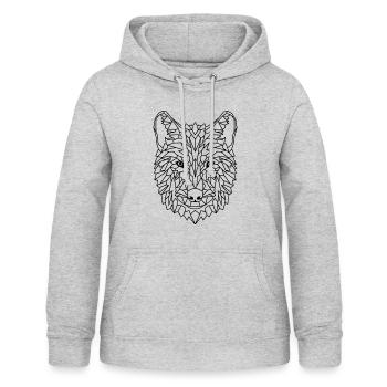 Wolf geometrisch - Frauen Hoodie - Hellgrau meliert - Vorne - AI Model Female 172 light (172cm)