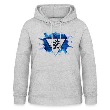 Goa OM in triangle with gradient - Psytrance - Women's Hoodie - light heather grey - Front - AI Model Female 172 light (172cm)
