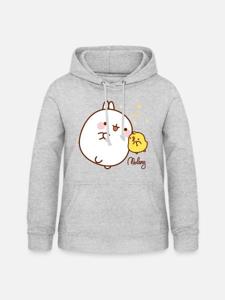 Molang Piu Piu mit Sternen - Frauen Hoodie - Hellgrau meliert
