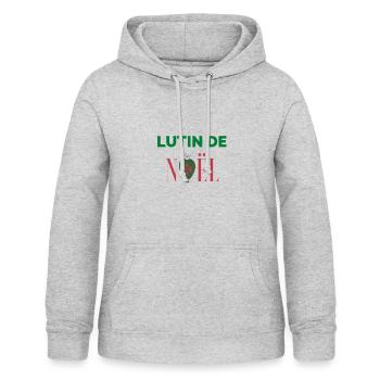 Lutin de noël - Sweat à capuche Femme - gris clair chiné - Devant - AI Model Female 172 light (172cm)