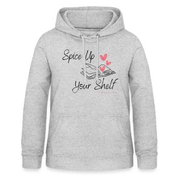 Peppen Sie Ihr Regal auf (schwarzer Text) - Frauen Hoodie - Hellgrau meliert - Vorne - AI Model Female 172 light (172cm)