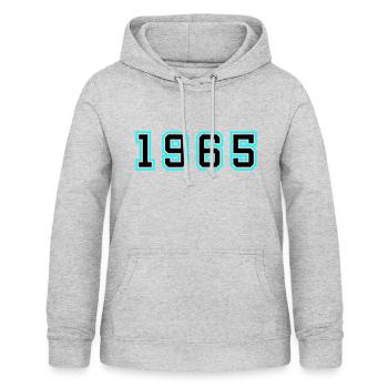 1965 Année Anniversaire - Sweat à capuche Femme - gris clair chiné - Devant - AI Model Female 172 light (172cm)