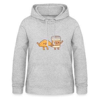 Süßes Croissant Und Kaffee - Frauen Hoodie - Hellgrau meliert - Vorne - AI Model Female 172 light (172cm)