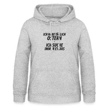 Lustiger, witziger Spruch Ostern Suchen - Frauen Hoodie - Hellgrau meliert - Vorne - AI Model Female 172 light (172cm)