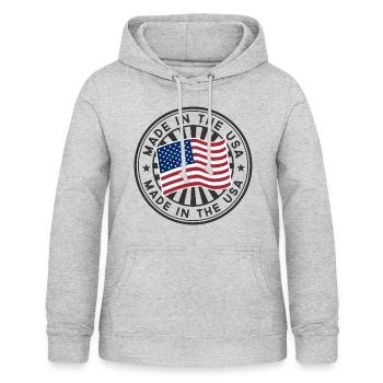 Hergestellt in den USA - Frauen Hoodie - Hellgrau meliert - Vorne - AI Model Female 172 light (172cm)