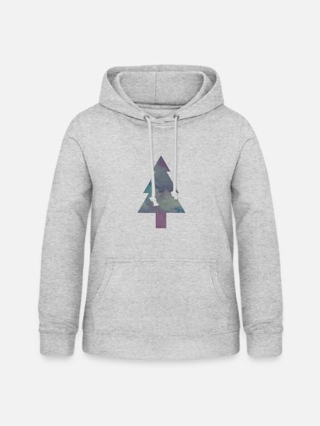 Galaxy Tannenbaum - Frauen Hoodie - Hellgrau meliert
