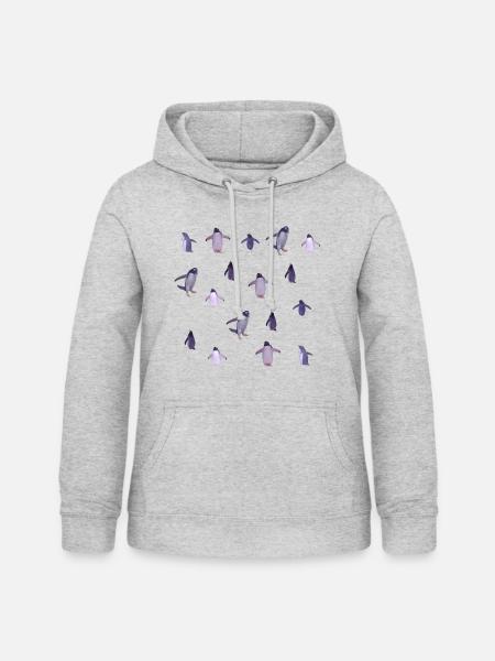 Pinguine - Frauen Hoodie - Hellgrau meliert