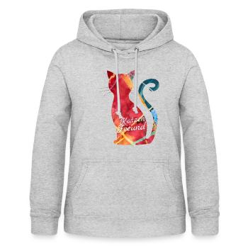 Katzen Katze Katzenfreund - Frauen Hoodie - Hellgrau meliert - Vorne - AI Model Female 172 light (172cm)