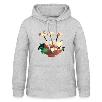 Katze in einem Topf. - Frauen Hoodie - Hellgrau meliert - Vorne - AI Model Female 172 light (172cm)
