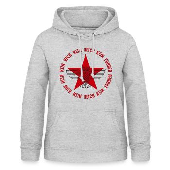 ROTER STERN EULE ANTIFA - FCKNZS - Frauen Hoodie - Hellgrau meliert - Vorne - AI Model Female 172 light (172cm)