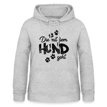 Die mit dem Hund geht - Frauen Hoodie - Hellgrau meliert - Vorne - AI Model Female 172 light (172cm)