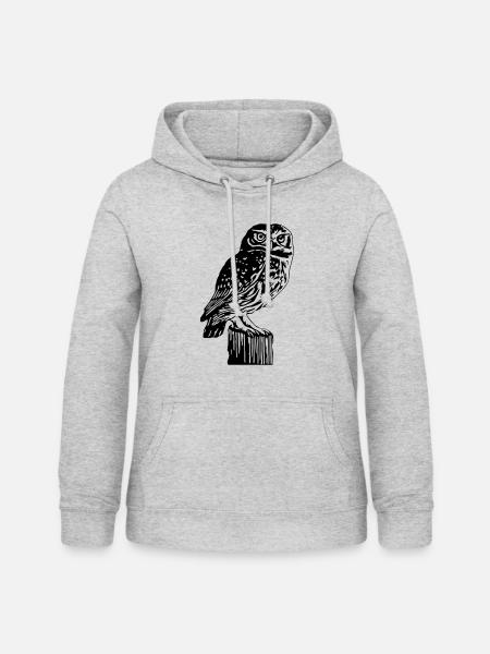 Eule - Frauen Hoodie - Hellgrau meliert