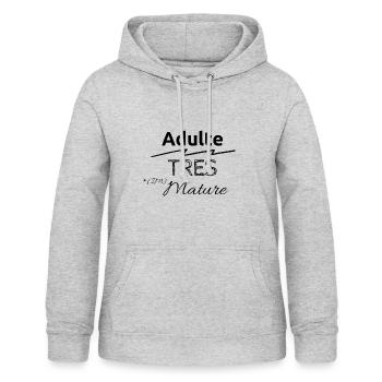 Adulte très (im) mature - Sweat à capuche Femme - gris clair chiné - Devant - AI Model Female 172 light (172cm)