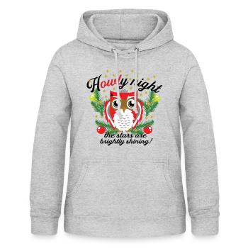 Heilige Nacht Eule Howly Weihnachten lustig Spruch - Frauen Hoodie - Hellgrau meliert - Vorne - AI Model Female 172 light (172cm)