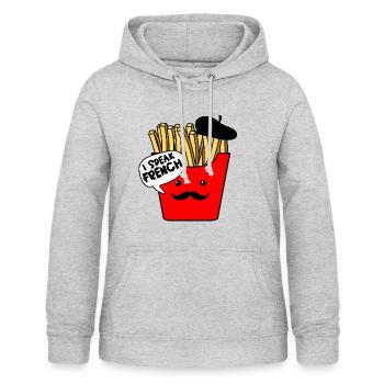 Je parle Français Frites - Sweat à capuche Femme - gris clair chiné - Devant - AI Model Female 172 light (172cm)