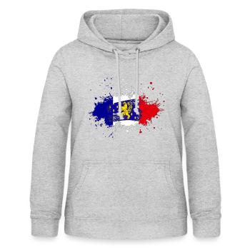 Splash Tricolore Franche Comté - Sweat à capuche Femme - gris clair chiné - Devant - AI Model Female 172 light (172cm)