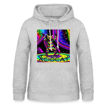 Chat acide John! - Sweat à capuche Femme - gris clair chiné - Devant - AI Model Female 172 light (172cm)