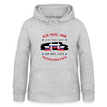 RUSSISCHER PAPA - Frauen Hoodie - Hellgrau meliert - Vorne - AI Model Female 172 light (172cm)